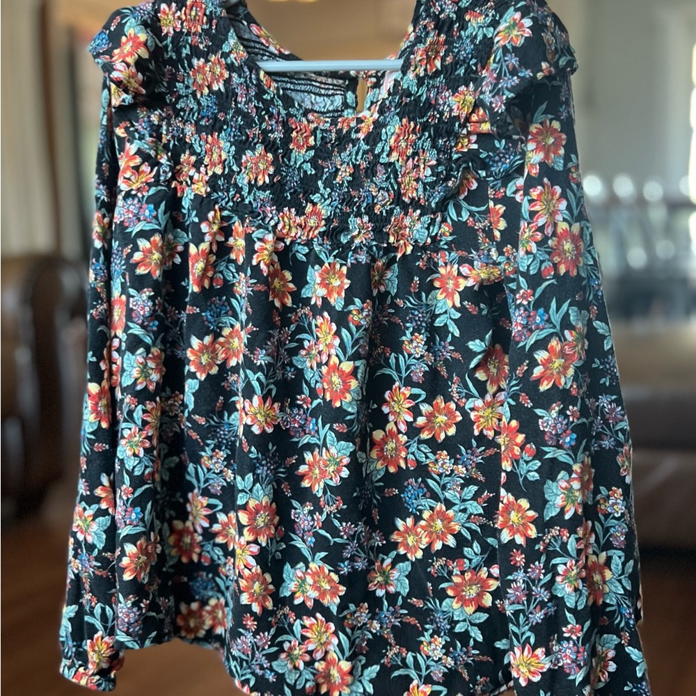 Wonder Nation Black Floral Blouse